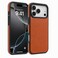CROWNYX Premium Leather Case for iPhone 17 Pro Magnetic Shockproof Cover, Anti-Scratch, Slim Protective Back with Raised Camera Protection (Orange)