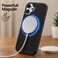 CROWNYX Premium Leather Case for iPhone 16 Plus Magnetic Shockproof Cover, Anti-Scratch, Slim Protective Back with Raised Camera Protection (Black)