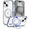 CROWNYX Clear Case for iPhone 15 Cover with 360&deg; Spin Ring Stand, Compatible with Wireless Charging, Military-Grade Protection, Anti-Yellowing Transparent, Scratch-Resistant, Ultra Slim Case