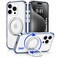 CROWNYX Clear Case for iPhone 15 Pro Cover with 360&deg; Spin Ring Stand, Compatible with Wireless Charging, Military-Grade Protection, Anti-Yellowing Transparent, Scratch-Resistant, Ultra Slim Case
