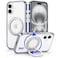 CROWNYX Clear Case for iPhone 16 Cover with 360&deg; Spin Ring Stand, Compatible with Wireless Charging, Military-Grade Protection, Anti-Yellowing Transparent, Scratch-Resistant, Ultra Slim Case