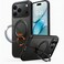 CROWNYX 360&deg; Magnetic Ring Stand Case for iPhone 17 Pro, Wireless Charging Compatible Slim Protective Cover, Rotating Metal Ring Kickstand, Shockproof Matte Finish, Camera Protection, Anti-Fingerprint