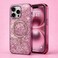 CROWNYX Luxury Glitter Case Compatible with iPhone 16 Pro, Magnetic Sparkle Rhinestone Diamond Protective Phone Cover with Camera Protection, Slim Shockproof Bling Case for Women and Girls