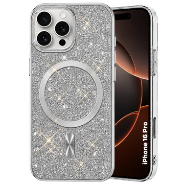 CROWNYX Luxury Glitter Case Compatible with iPhone 16 Pro, Magnetic Sparkle Rhinestone Diamond Protective Phone Cover with Camera Protection, Slim Shockproof Bling Case for Women and Girls