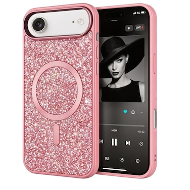 CROWNYX Luxury Glitter Case Compatible with iPhone 17 Air, Magnetic Sparkle Rhinestone Diamond Protective Phone Cover with Camera Protection, Slim Shockproof Bling Case for Women and Girls