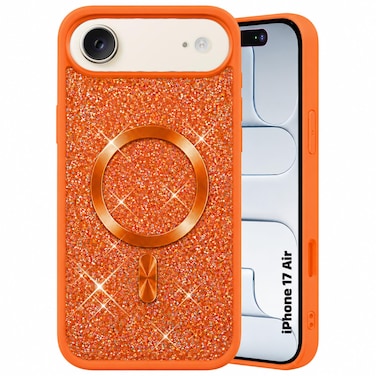 CROWNYX Luxury Glitter Case Compatible with iPhone 17 Air, Magnetic Sparkle Rhinestone Diamond Protective Phone Cover with Camera Protection, Slim Shockproof Bling Case for Women and Girls
