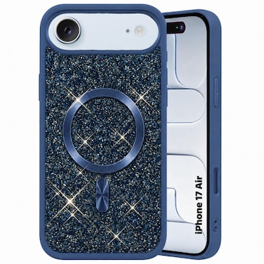 CROWNYX Luxury Glitter Case Compatible with iPhone 17 Air, Magnetic Sparkle Rhinestone Diamond Protective Phone Cover with Camera Protection, Slim Shockproof Bling Case for Women and Girls