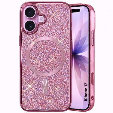 CROWNYX Luxury Glitter Case Compatible with iPhone 17, Magnetic Sparkle Rhinestone Diamond Protective Phone Cover with Camera Protection, Slim Shockproof Bling Case for Women and Girls