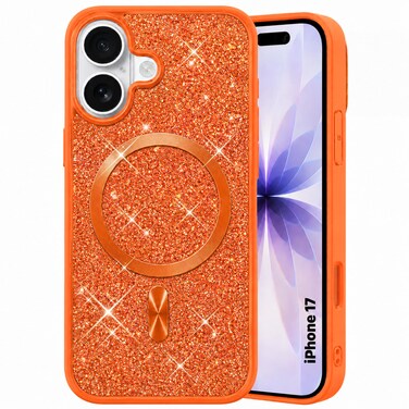 CROWNYX Luxury Glitter Case Compatible with iPhone 17, Magnetic Sparkle Rhinestone Diamond Protective Phone Cover with Camera Protection, Slim Shockproof Bling Case for Women and Girls
