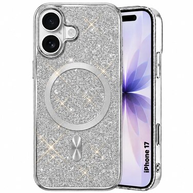CROWNYX Luxury Glitter Case Compatible with iPhone 17, Magnetic Sparkle Rhinestone Diamond Protective Phone Cover with Camera Protection, Slim Shockproof Bling Case for Women and Girls