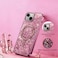 CROWNYX Luxury Glitter Case Compatible with iPhone 15, Magnetic Sparkle Rhinestone Diamond Protective Phone Cover with Camera Protection, Slim Shockproof Bling Case for Women and Girls