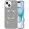 CROWNYX Luxury Glitter Case Compatible with iPhone 15, Magnetic Sparkle Rhinestone Diamond Protective Phone Cover with Camera Protection, Slim Shockproof Bling Case for Women and Girls