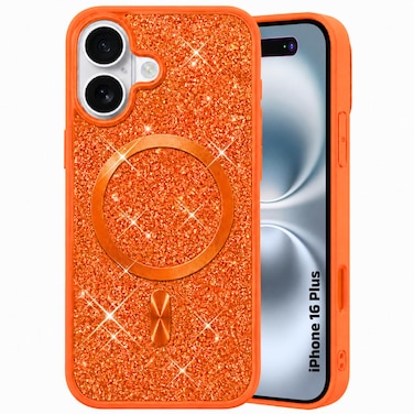 CROWNYX Luxury Glitter Case Compatible with iPhone 16 Plus, Magnetic Sparkle Rhinestone Diamond Protective Phone Cover with Camera Protection, Slim Shockproof Bling Case for Women and Girls