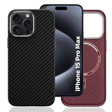 CROWNYX Magnetic Case for iPhone 15 Pro Max, Compatible With Wireless Charging, Ultra Slim Drop Resistant Cover, Anti-Slip, Carbon Fiber