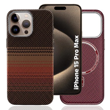 CROWNYX Magnetic Case for iPhone 15 Pro Max, Compatible With Wireless Charging, Ultra Slim Drop Resistant Cover, Anti-Slip, Carbon Fiber