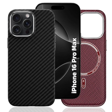 CROWNYX Magnetic Case for iPhone 16 Pro Max, Compatible With Wireless Charging, Ultra Slim Drop Resistant Cover, Anti-Slip, Carbon Fiber