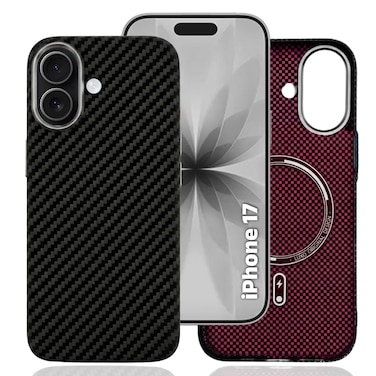 CROWNYX Magnetic Case for iPhone 17, Compatible With Wireless Charging, Ultra Slim Drop Resistant Cover, Anti-Slip, Carbon Fiber