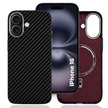 CROWNYX Magnetic Case for iPhone 16, Compatible With Wireless Charging, Ultra Slim Drop Resistant Cover, Anti-Slip, Carbon Fiber