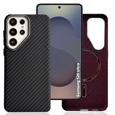 CROWNYX Magnetic Case for Samsung Galaxy S25 Ultra, Compatible With Wireless Charging, Ultra Slim Drop Resistant Cover, Anti-Slip, Carbon Fiber, Black