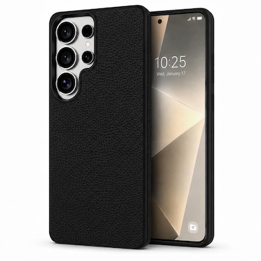 CROWNYX Premium Leather Case for Samsung Galaxy s25 Ultra Magnetic Shockproof Cover, Anti-Scratch, Slim Protective Back with Raised Camera Protection (Black)
