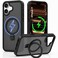 CROWNYX Magnetic Stand Case for iPhone 17, Shockproof Slim Hybrid TPU Cover with Grip &amp; Ring, Matte   Aegis GripStand Pro Case
