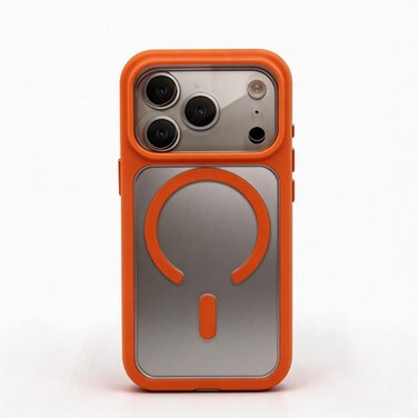 CROWNYX CROWNYX Fusion Clear TPU Case for iPhone 17 Pro Max, Compatible with MagSafe, Shockproof Slim Protective Cover with Hard PC Back &amp; Flexible TPU Bumper, Anti-Yellow Transparent Design, Orange