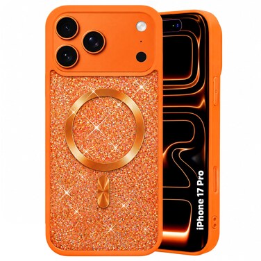 CROWNYX Luxury Glitter Case Compatible with iPhone 17 Pro, Magnetic Sparkle Rhinestone Diamond Protective Phone Cover with Camera Protection, Slim Shockproof Bling Case for Women and Girls