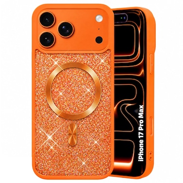 CROWNYX Luxury Glitter Case Compatible with iPhone 17 Pro Max, Magnetic Sparkle Rhinestone Diamond Protective Phone Cover with Camera Protection, Slim Shockproof Bling Case for Women and Girls