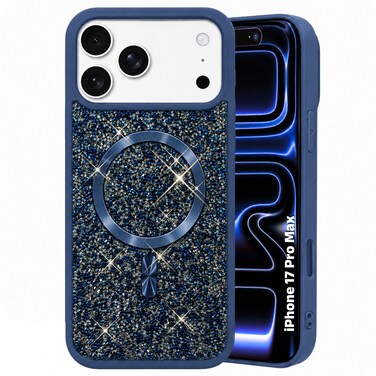 CROWNYX Luxury Glitter Case Compatible with iPhone 17 Pro Max, Magnetic Sparkle Rhinestone Diamond Protective Phone Cover with Camera Protection, Slim Shockproof Bling Case for Women and Girls