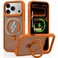 CROWNYX Magnetic Stand Case for iPhone 17 Pro Max, Shockproof Slim Hybrid TPU Cover with Grip &amp; Ring, Matte   Aegis GripStand Pro - Orange