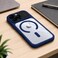CROWNYX Magnetic Clear Convertible Case for iPhone 16   Matte TPU Bumper with Frosted Transparent PC Back   Camera Lens Protection   Shockproof Slim Cover   Wireless Charging Compatible (Dark Blue)