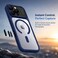 CROWNYX Magnetic Clear Convertible Case for iPhone 16   Matte TPU Bumper with Frosted Transparent PC Back   Camera Lens Protection   Shockproof Slim Cover   Wireless Charging Compatible (Dark Blue)