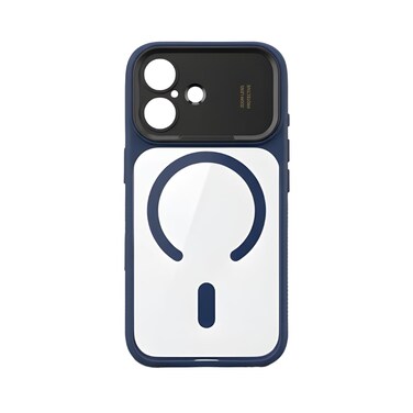 CROWNYX Magnetic Clear Convertible Case for iPhone 16 Plus   Matte TPU Bumper with Frosted Transparent PC Back   Camera Lens Protection  Shockproof Slim Cover  Wireless Charging Compatible (Dark Blue)
