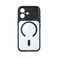 CROWNYX Magnetic Clear Convertible Case for iPhone 16 Plus   Matte TPU Bumper with Frosted Transparent PC Back   Camera Lens Protection  Shockproof Slim Cover  Wireless Charging Compatible (Dark Blue)