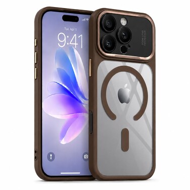 CROWNYX Magnetic Clear Convertible Case for iPhone 16 Pro   Matte TPU Bumper with Frosted Transparent PC Back   Camera Lens Protection   Shockproof Slim Cover   Wireless Charging Compatible (Gold)