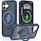 CROWNYX Magnetic Stand Case for iPhone 16, Shockproof Slim Hybrid TPU Cover with Grip &amp; Ring, Matte   Aegis GripStand Pro Case