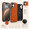 CROWNYX Premium Leather Case for iPhone 16 Plus Magnetic Shockproof Cover, Anti-Scratch, Slim Protective Back with Raised Camera Protection (Orange)