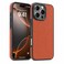CROWNYX Premium Leather Case for iPhone 16 Pro Max Magnetic Shockproof Cover, Anti-Scratch, Slim Protective Back with Raised Camera Protection (Orange)