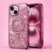 CROWNYX Luxury Glitter Case Compatible with iPhone 13/14, Magnetic Sparkle Rhinestone Diamond Protective Phone Cover with Camera Protection, Slim Shockproof Bling Case for Women and Girls