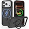 CROWNYX Magnetic Stand Case for iPhone 17 Pro Max, Shockproof Slim Hybrid TPU Cover with Grip &amp; Ring, Matte   Aegis GripStand Pro - Black