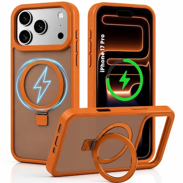 CROWNYX Magnetic Stand Case for iPhone 17 Pro, Shockproof Slim Hybrid TPU Cover with Grip &amp; Ring, Matte   Aegis GripStand Pro Case