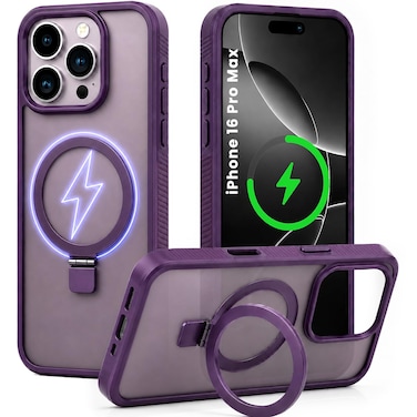 CROWNYX Magnetic Stand Case for iPhone 16 Pro Max, Shockproof Slim Hybrid TPU Cover with Grip &amp; Ring, Matte   Aegis GripStand Pro Case