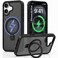 CROWNYX Magnetic Stand Case for iPhone 16 Plus, Shockproof Slim Hybrid TPU Cover with Grip &amp; Ring, Matte   Aegis GripStand Pro Case