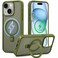 CROWNYX Magnetic Stand Case for iPhone 15, Shockproof Slim Hybrid TPU Cover with Grip &amp; Ring, Matte   Aegis GripStand Pro Case