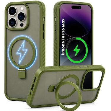 CROWNYX Magnetic Stand Case for iPhone 14 Pro Max, Shockproof Slim Hybrid TPU Cover with Grip &amp; Ring   Aegis GripStand Pro Case