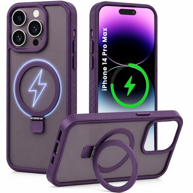CROWNYX Magnetic Stand Case for iPhone 14 Pro Max, Shockproof Slim Hybrid TPU Cover with Grip &amp; Ring   Aegis GripStand Pro Case