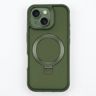 CROWNYX Magnetic Stand Case for iPhone 14 Plus / 15 Plus, Shockproof Slim Hybrid TPU Cover with Grip &amp; Ring, Matte   Aegis GripStand Pro Case