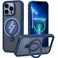 CROWNYX Magnetic Stand Case for iPhone 13 Pro Max, Shockproof Slim Hybrid TPU Cover with Grip &amp; Ring, Matte   Aegis GripStand Pro Case blue