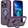 CROWNYX Magnetic Stand Case for iPhone 13 Pro Max, Shockproof Slim Hybrid TPU Cover with Grip &amp; Ring, Matte   Aegis GripStand Pro Case Purple