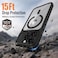 CROWNYX Magnetic Clear Convertible Case for iPhone 15 Pro Max   Matte TPU Bumper with Frosted Transparent PC Back   Camera Lens Protection   Shockproof Slim Cover  Wireless Charging Compatible (Black)